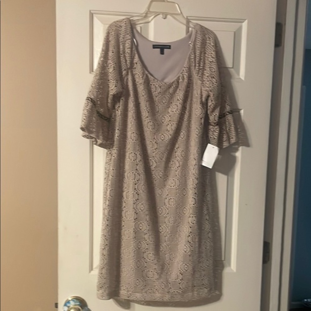 Elegant Beige Lace Dress